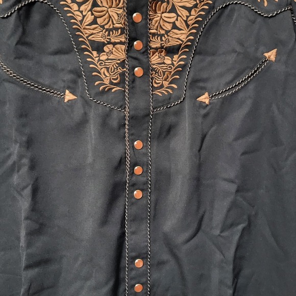 Scully Western Shirt Mens XL Embroidered Floral Cowboy Rodeo Pearl Snap - Picture 7 of 15